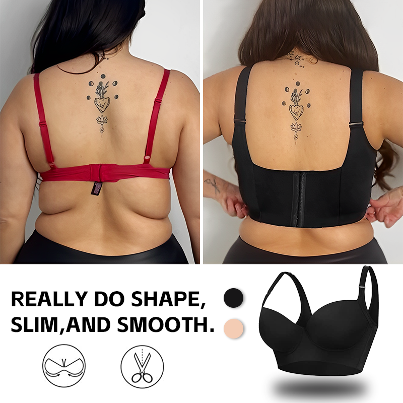 Women Push Up Deep Cup Bra Hide Back Fat Bra, With Built-in Full Back  Coverage Bras For