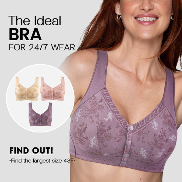 ELIZABETH®Everyday Cotton Full Coverage Front Button Bra-Buy 1 Get 2 Free(3 Pack)
