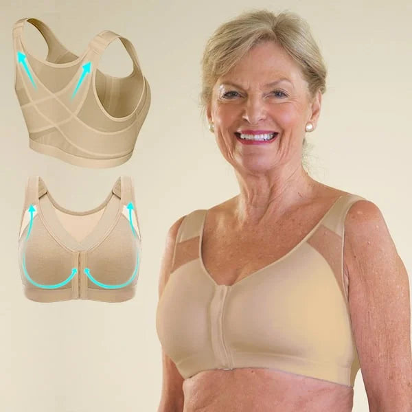 ELIZABETH®Front Closure Posture Wireless X-Shaped Back Support Full Coverage Bra(BUY 1 GET 2 FREE)-Beige